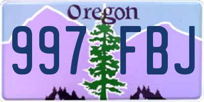 OR license plate 997FBJ