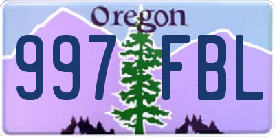 OR license plate 997FBL