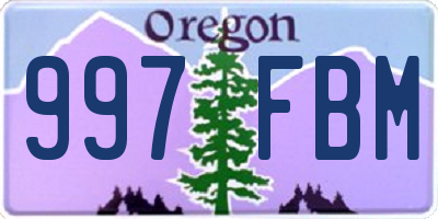 OR license plate 997FBM