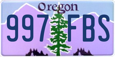 OR license plate 997FBS