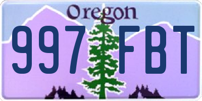 OR license plate 997FBT