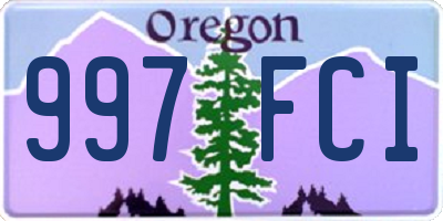 OR license plate 997FCI