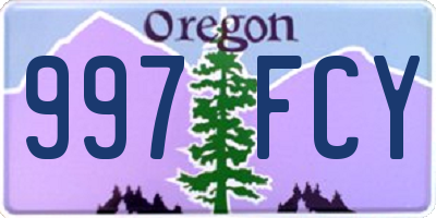 OR license plate 997FCY