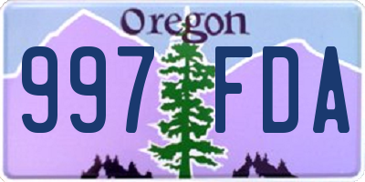 OR license plate 997FDA