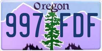 OR license plate 997FDF