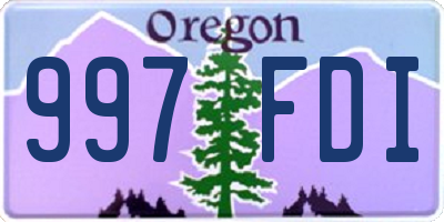 OR license plate 997FDI
