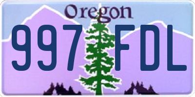 OR license plate 997FDL