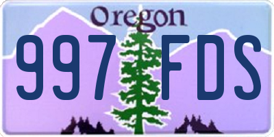 OR license plate 997FDS