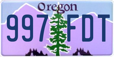 OR license plate 997FDT