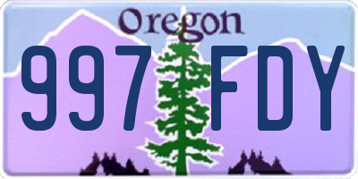 OR license plate 997FDY