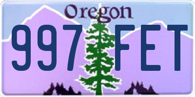 OR license plate 997FET