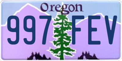 OR license plate 997FEV