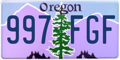 OR license plate 997FGF