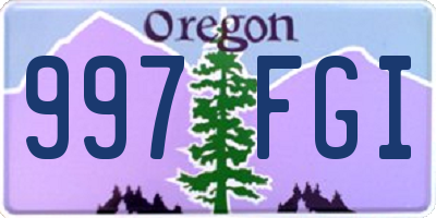 OR license plate 997FGI