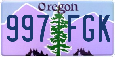 OR license plate 997FGK