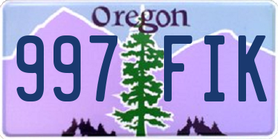 OR license plate 997FIK