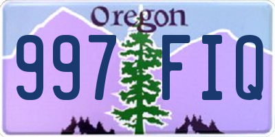 OR license plate 997FIQ