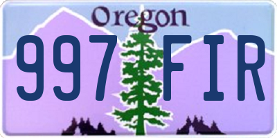 OR license plate 997FIR