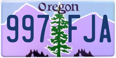 OR license plate 997FJA