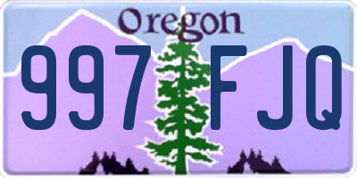 OR license plate 997FJQ