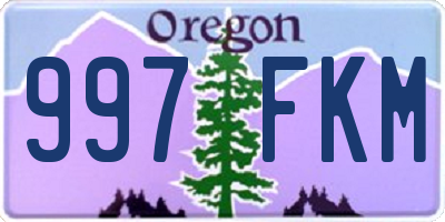 OR license plate 997FKM