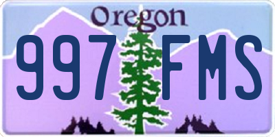 OR license plate 997FMS