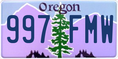 OR license plate 997FMW