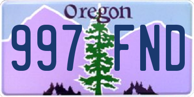 OR license plate 997FND