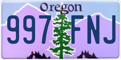 OR license plate 997FNJ