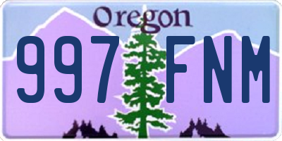 OR license plate 997FNM