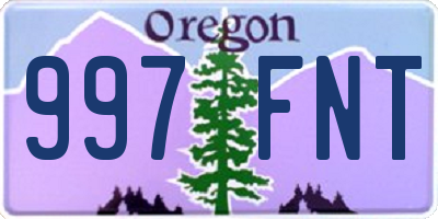 OR license plate 997FNT