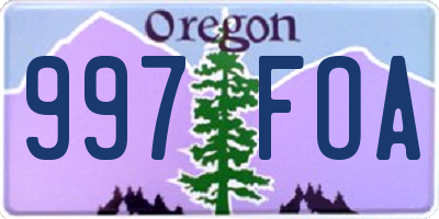OR license plate 997FOA