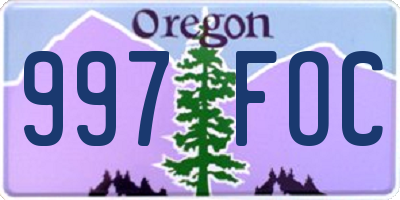 OR license plate 997FOC