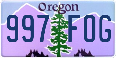 OR license plate 997FOG