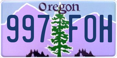 OR license plate 997FOH