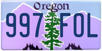 OR license plate 997FOL