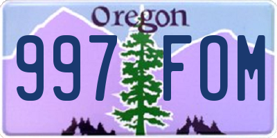 OR license plate 997FOM