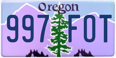 OR license plate 997FOT