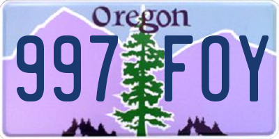 OR license plate 997FOY