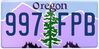 OR license plate 997FPB