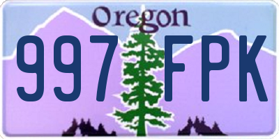 OR license plate 997FPK