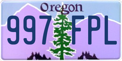 OR license plate 997FPL