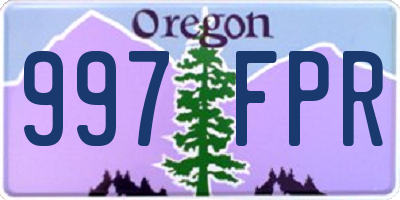 OR license plate 997FPR