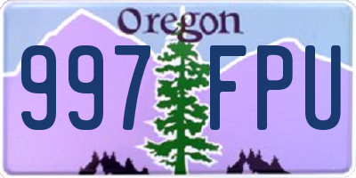 OR license plate 997FPU