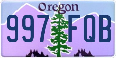 OR license plate 997FQB