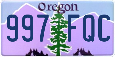 OR license plate 997FQC