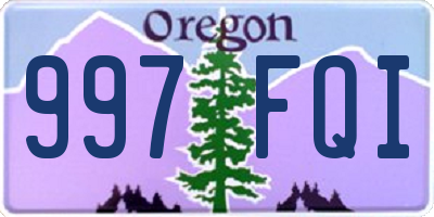 OR license plate 997FQI