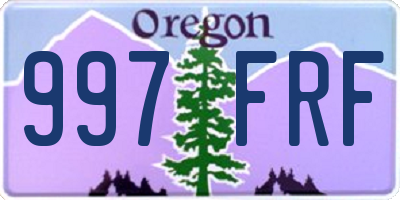 OR license plate 997FRF