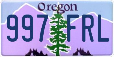 OR license plate 997FRL