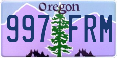 OR license plate 997FRM